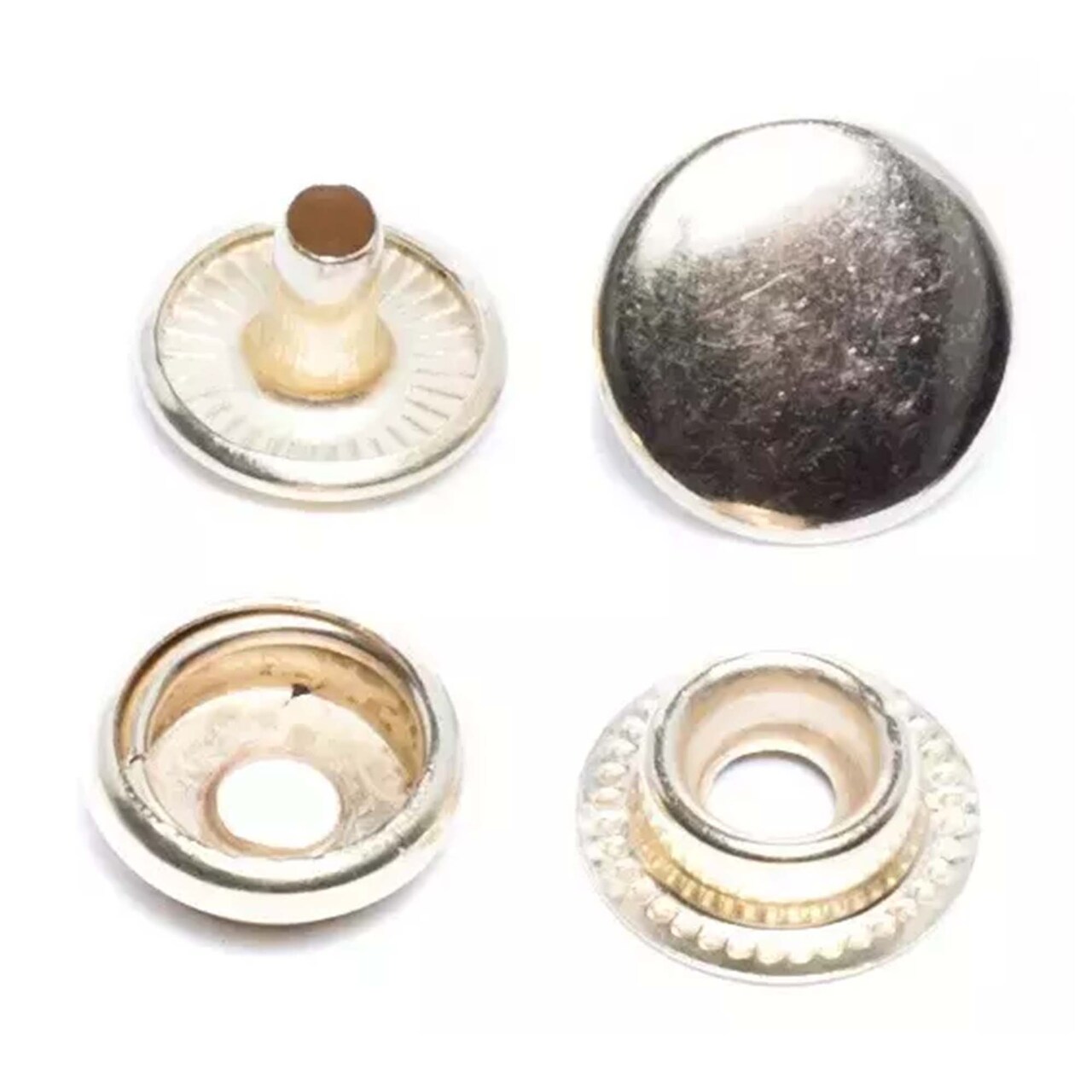 Double Cap Spring Snaps 4-Part Set Reversible Durable Fasteners 12.5mm 15mm
